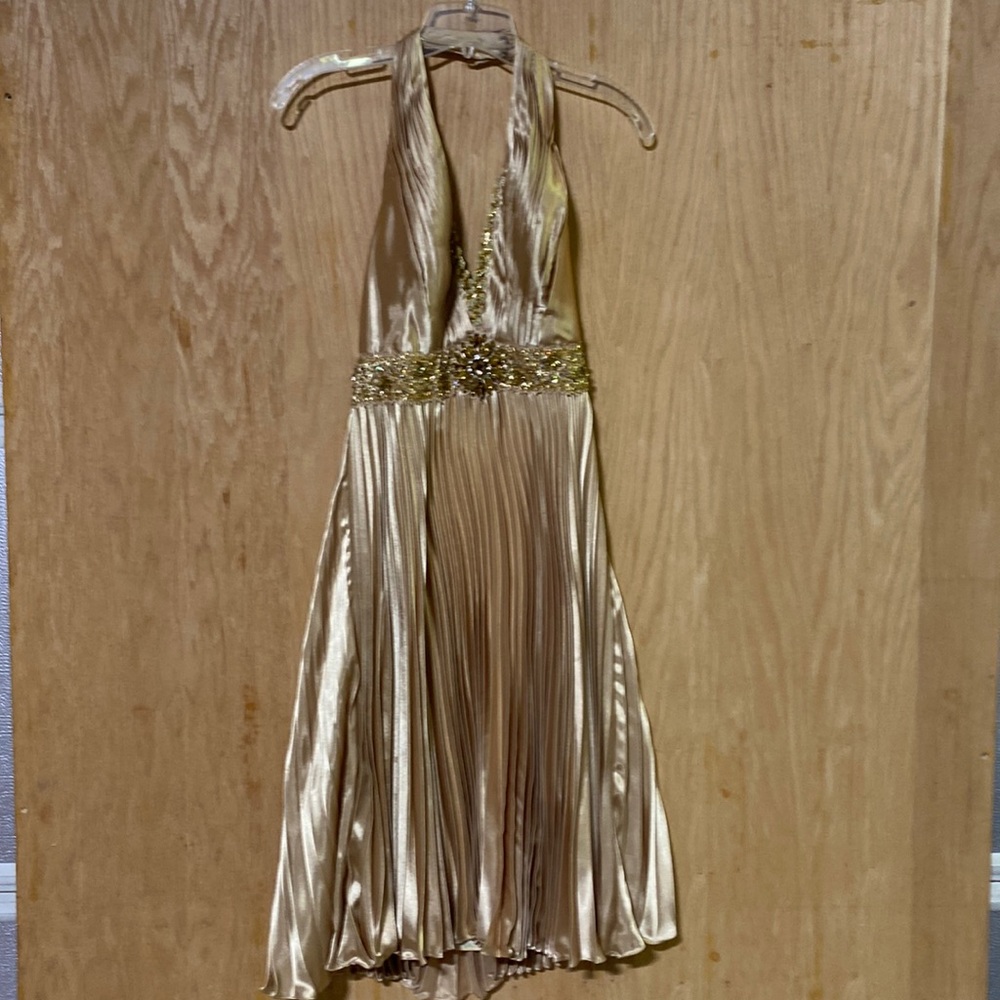 Gladiator style midi gold dress